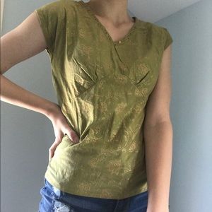 Green & Gold Sleeveless Top S - From India